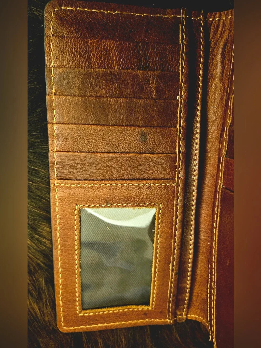 Tooled Leather Wallet with Floral & Playing Card Design - Tan
